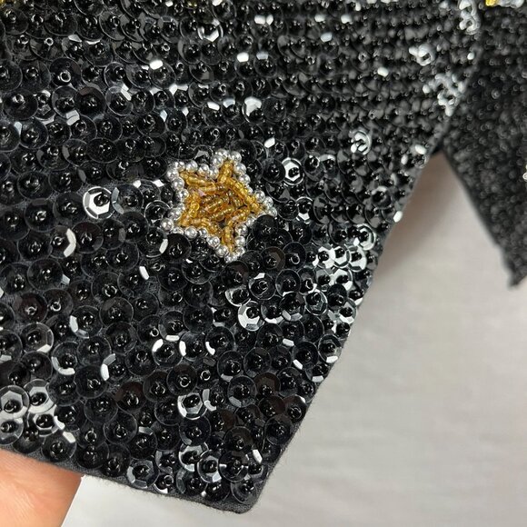 All Over Sequin Bead Vest Women M Stars Vintage 90s Metallic Retro Sparkle 80s - Picture 3 of 14